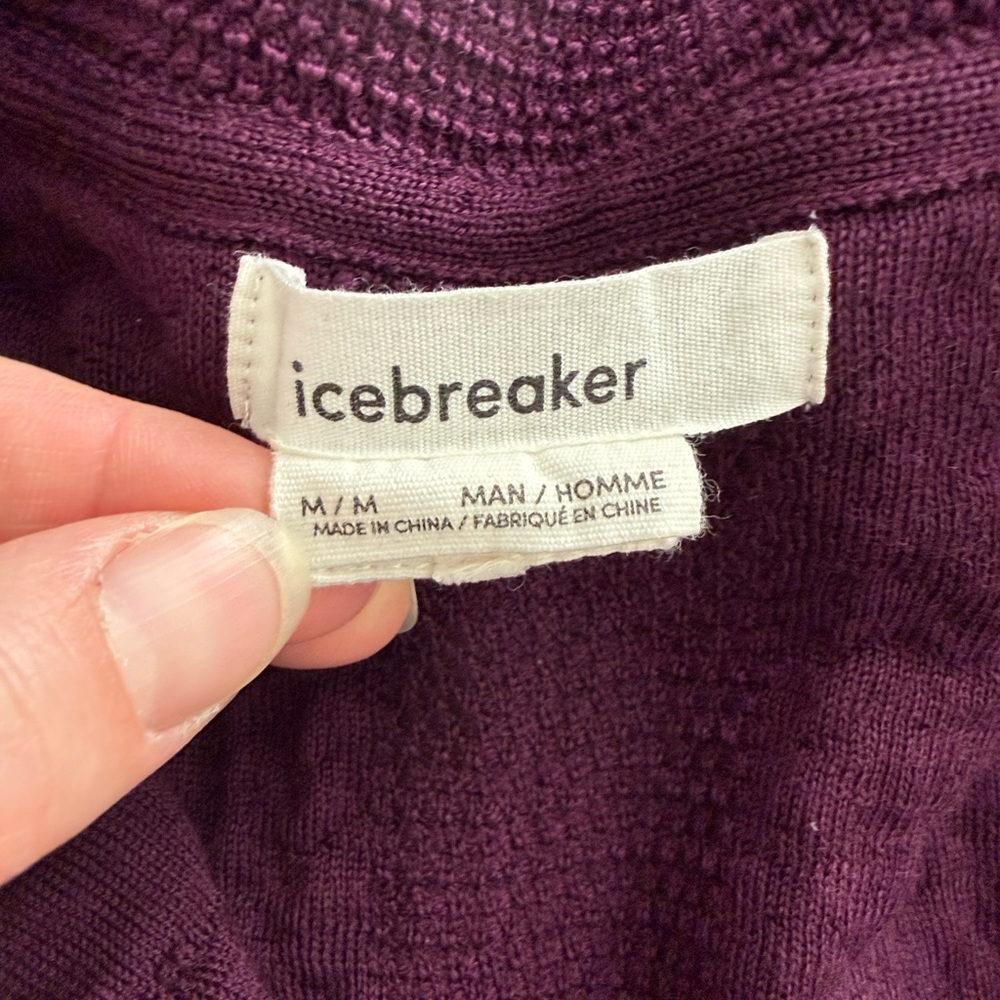 Icebreaker Purple Zoneknit Explore Merino Wool Blend Zip Hoodie Jacket - Picture 6 of 12